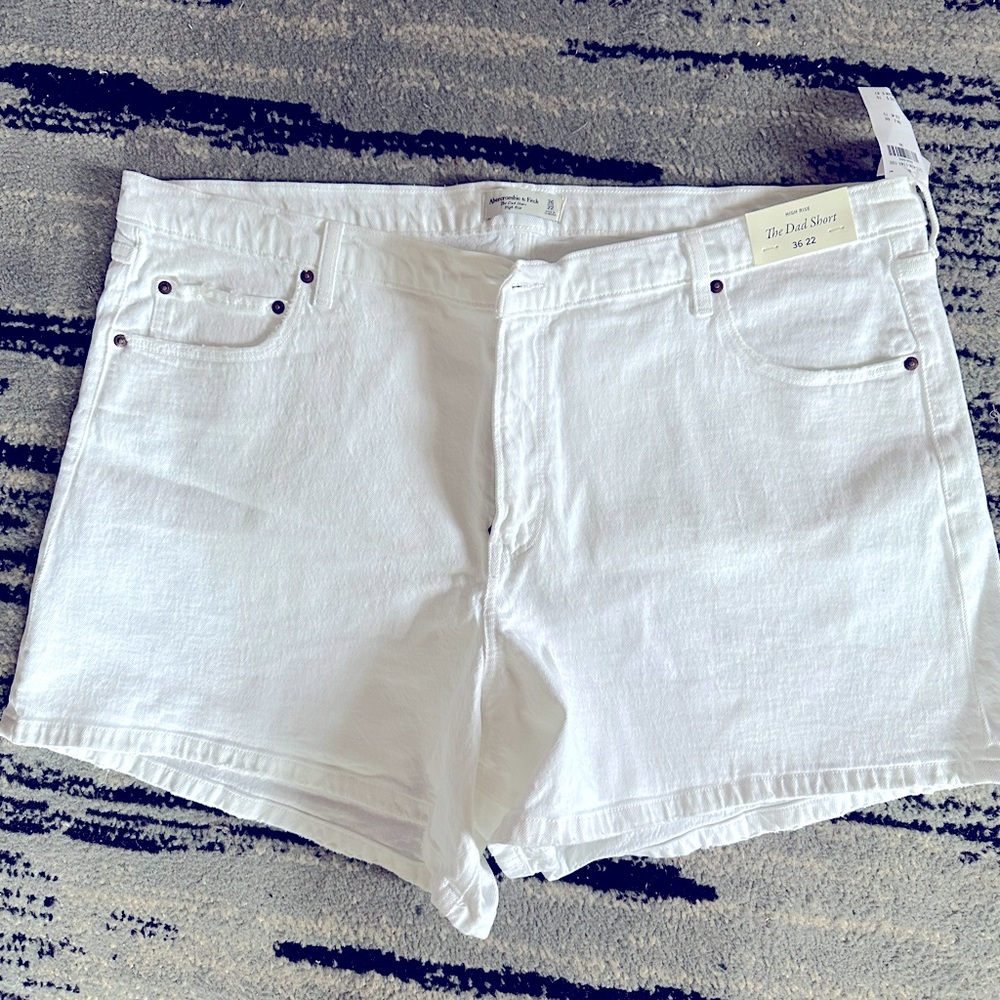 Abercrombie & Fitch White Jean Shorts Raw Hem
